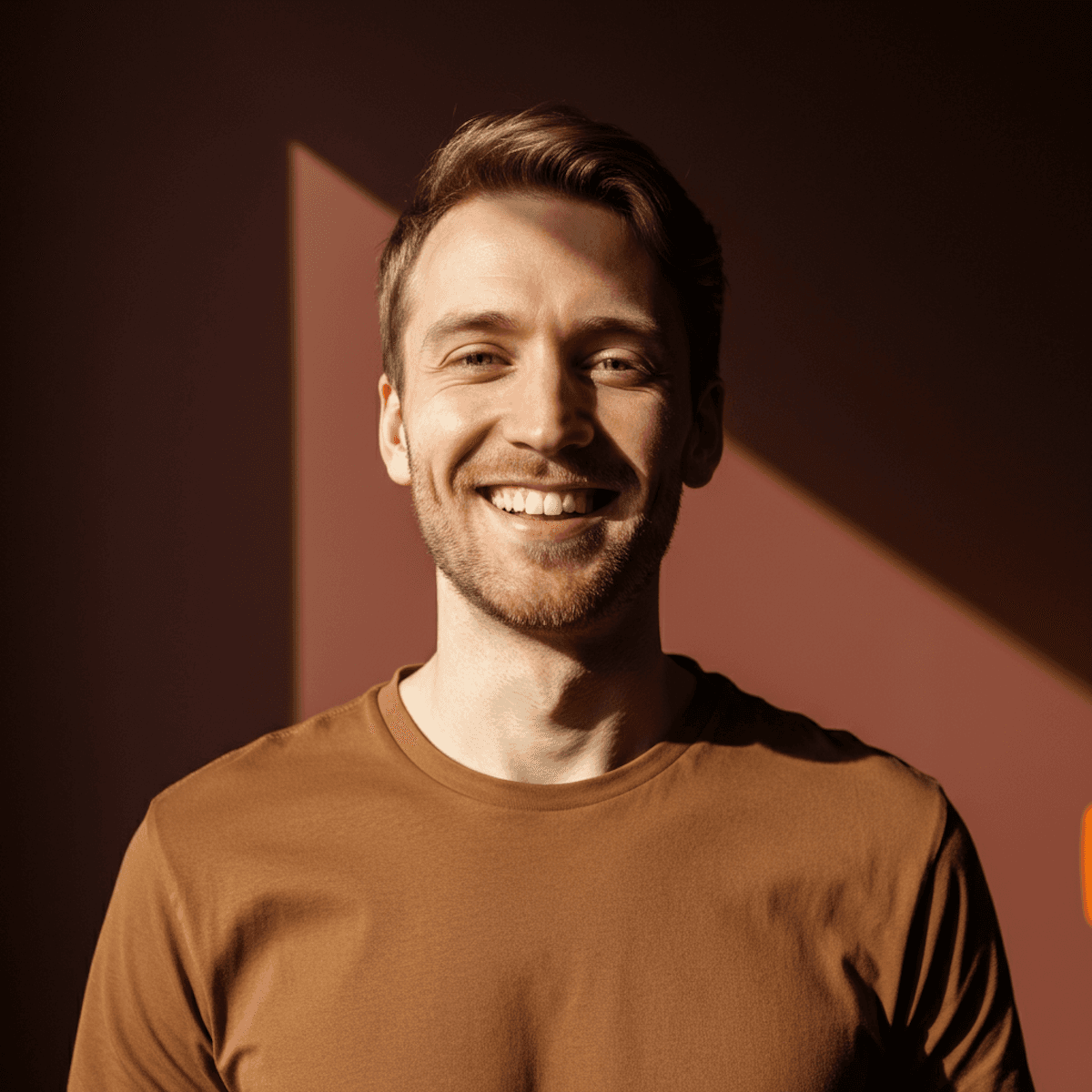 a man with warm lighting