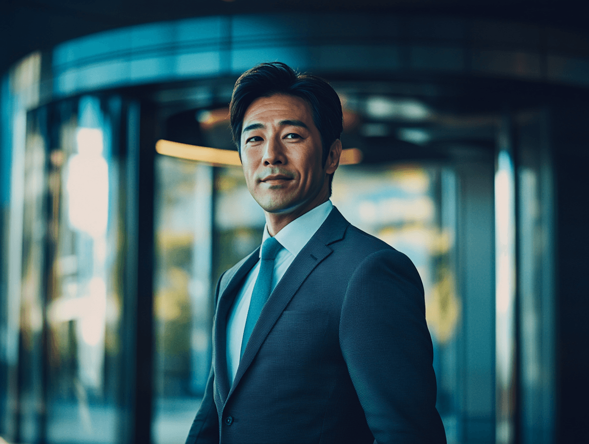 a man in a suit indoors